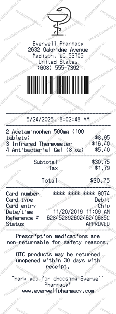Pharmacy Receipt Generator – Prescription & Medication Receipts ...